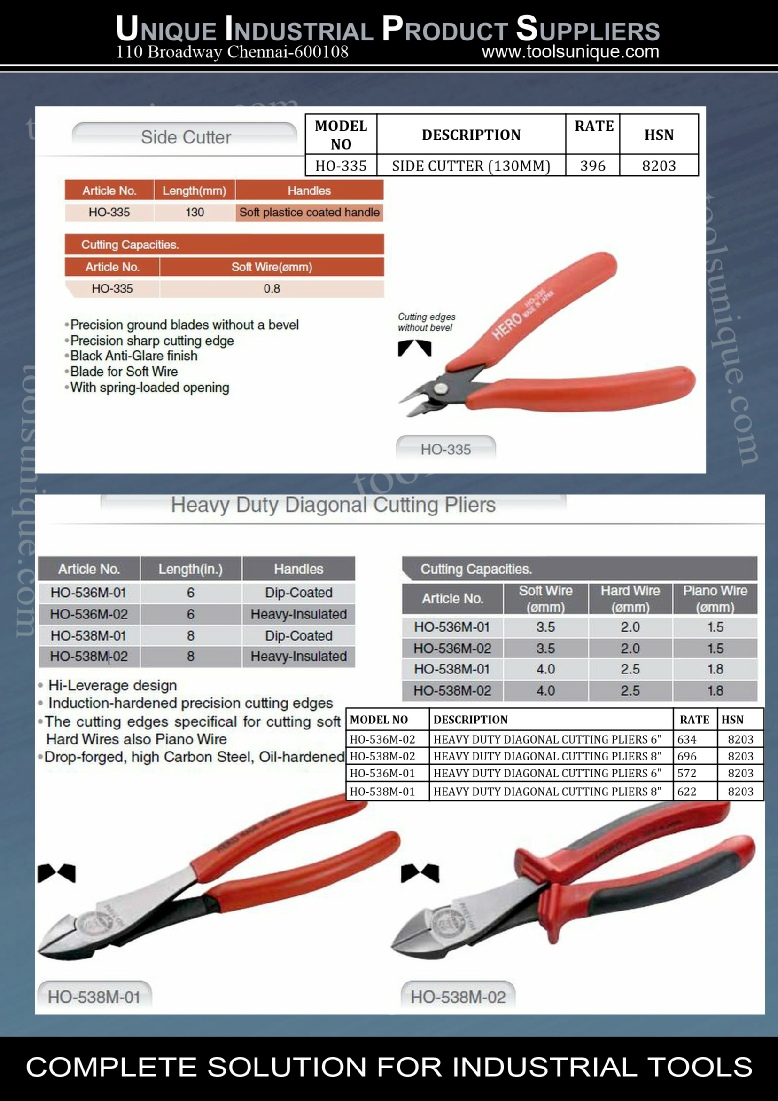 hero side cutter and diagonal cutting pliers chennai