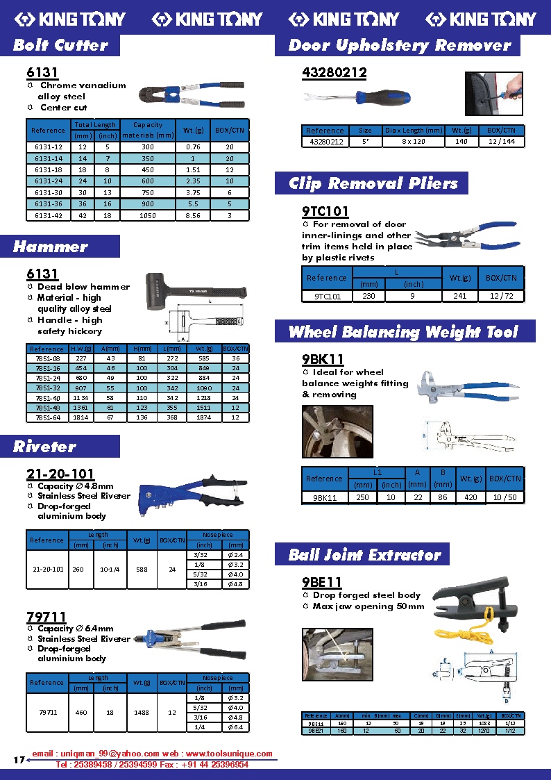 KING TONY L-TYPE WRENCH, BALL HEX KEY SET, STAR L WRENCH SET, T-TYPE WRENCH, BALL HEX KEY