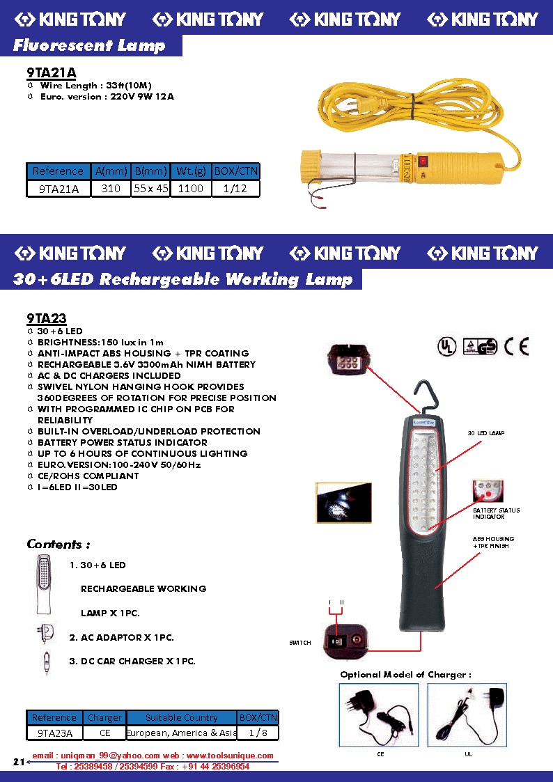 FLOURESCENT LAMP, 30+ RECHARGABLE WORKING LAMP