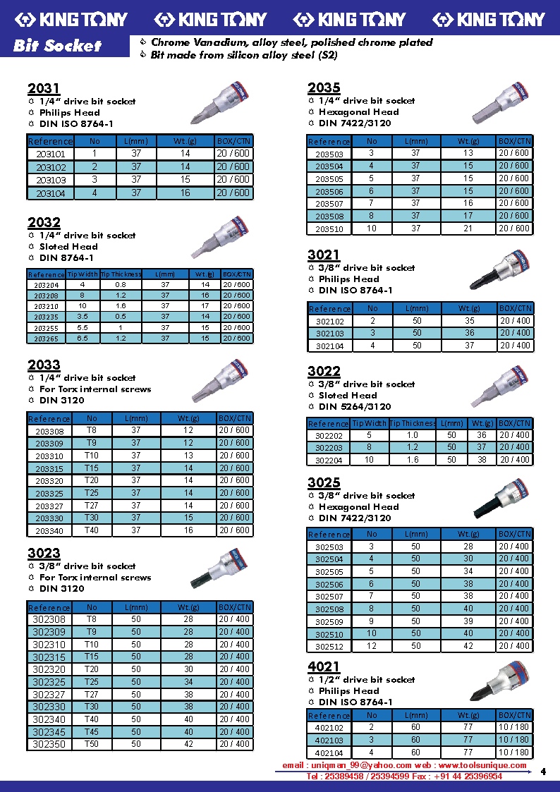 KING TONY BIT SOCKET