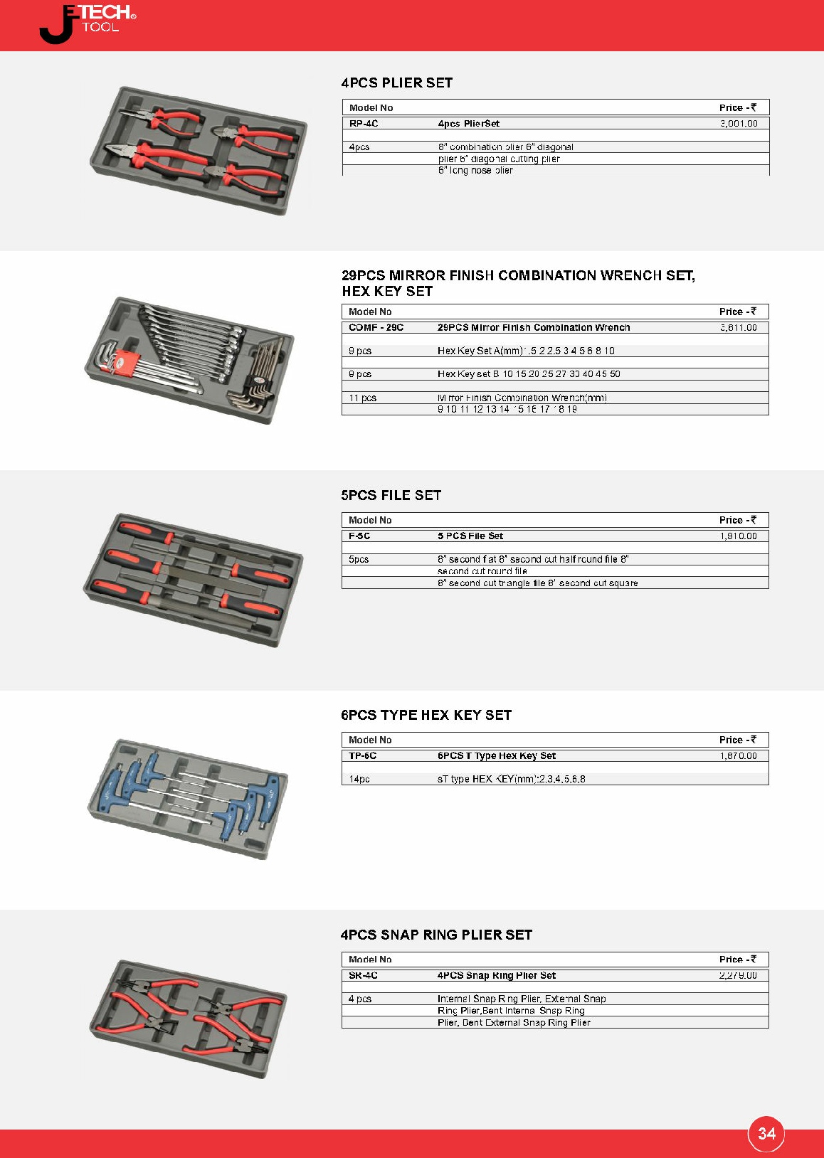 hex key set, file set,snap ring plier set, jetech tools chennai