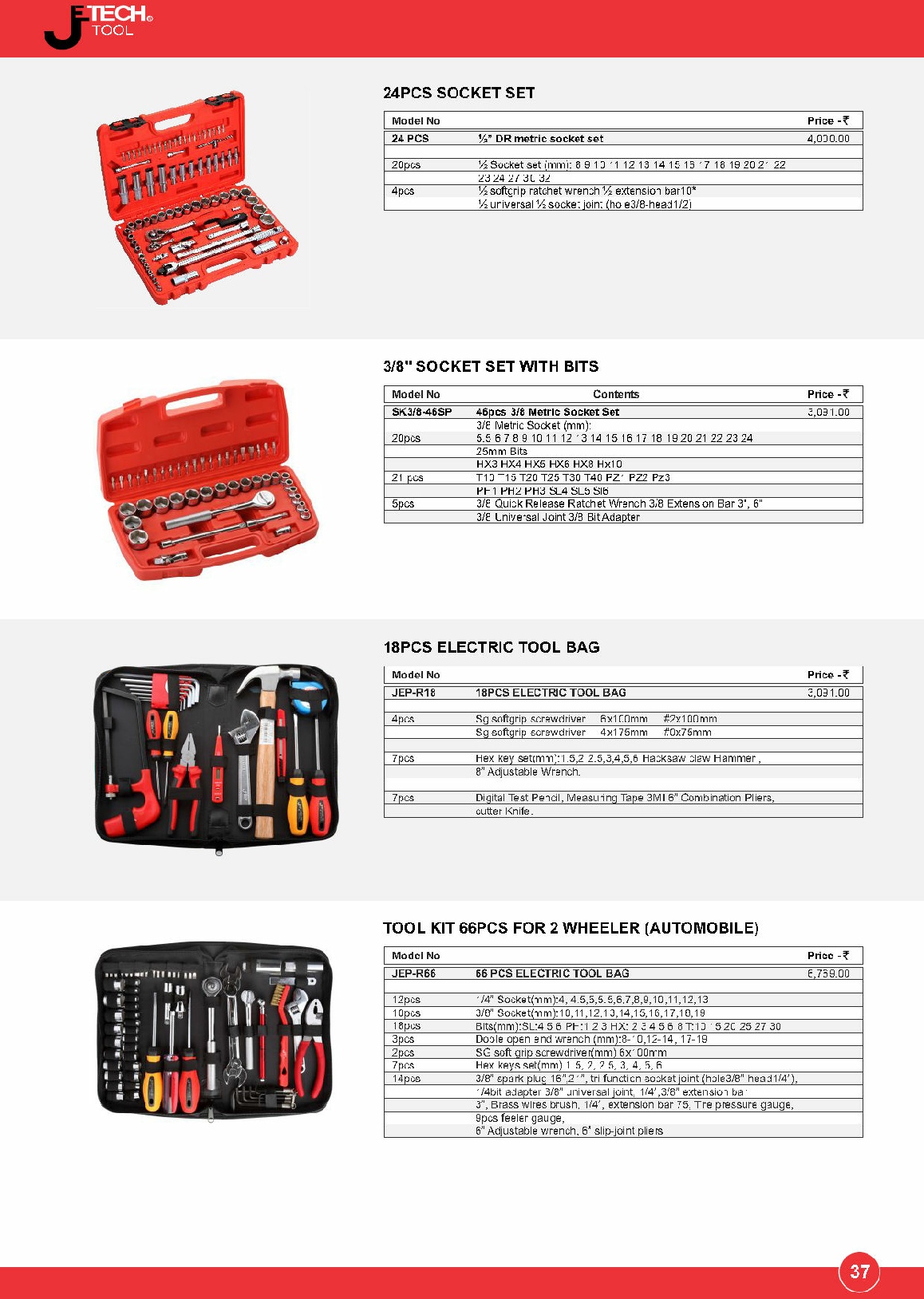 socket set,electric tool bag,toolkit for two wheeler,jetech tools,chennai