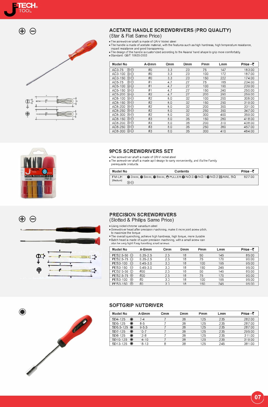 Jetech toolkits Chennai,acetate handle screw driver,softgrip nut drivers, precision screwdriver, chennai